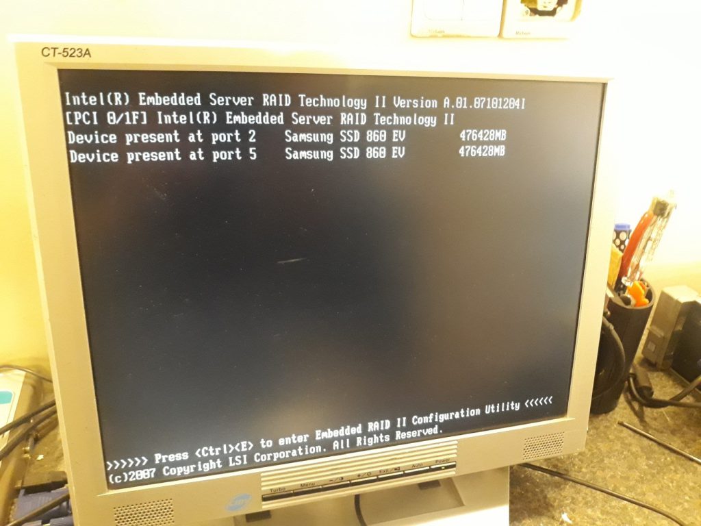 سرور اینتل S5000VSA ، POST SCREEN