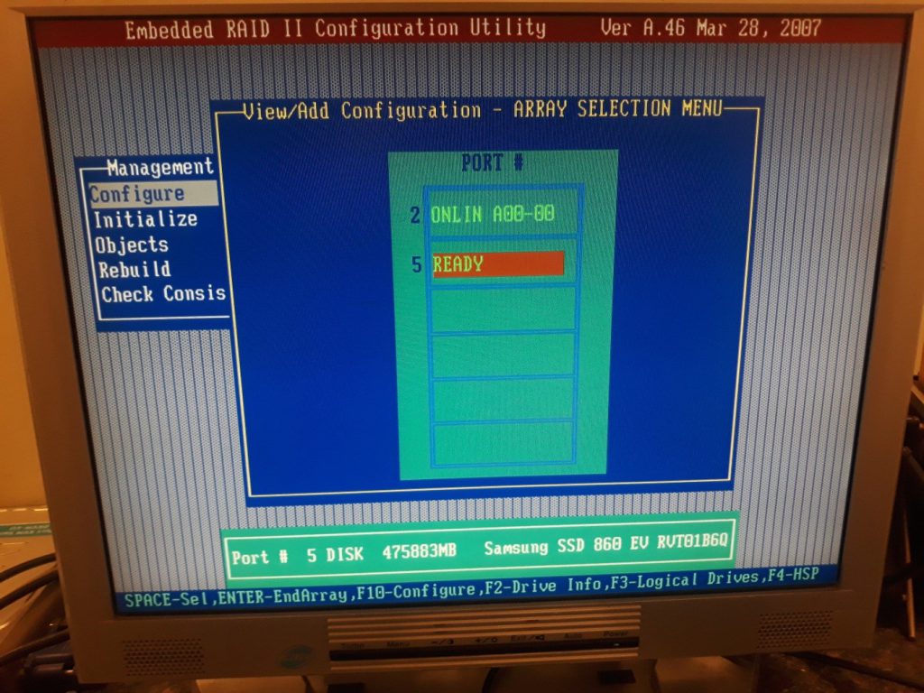 ایجاد RAID 1 برروی سرور اینتل S5000VSA
