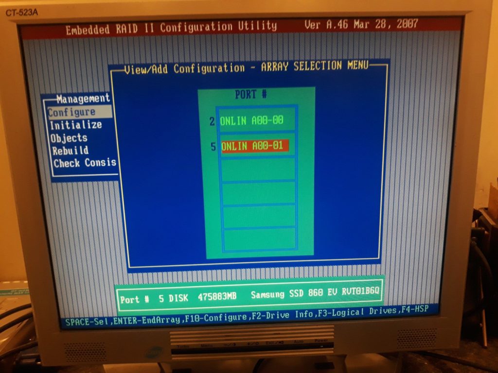 ایجاد RAID 1 برروی سرور اینتل S5000VSA