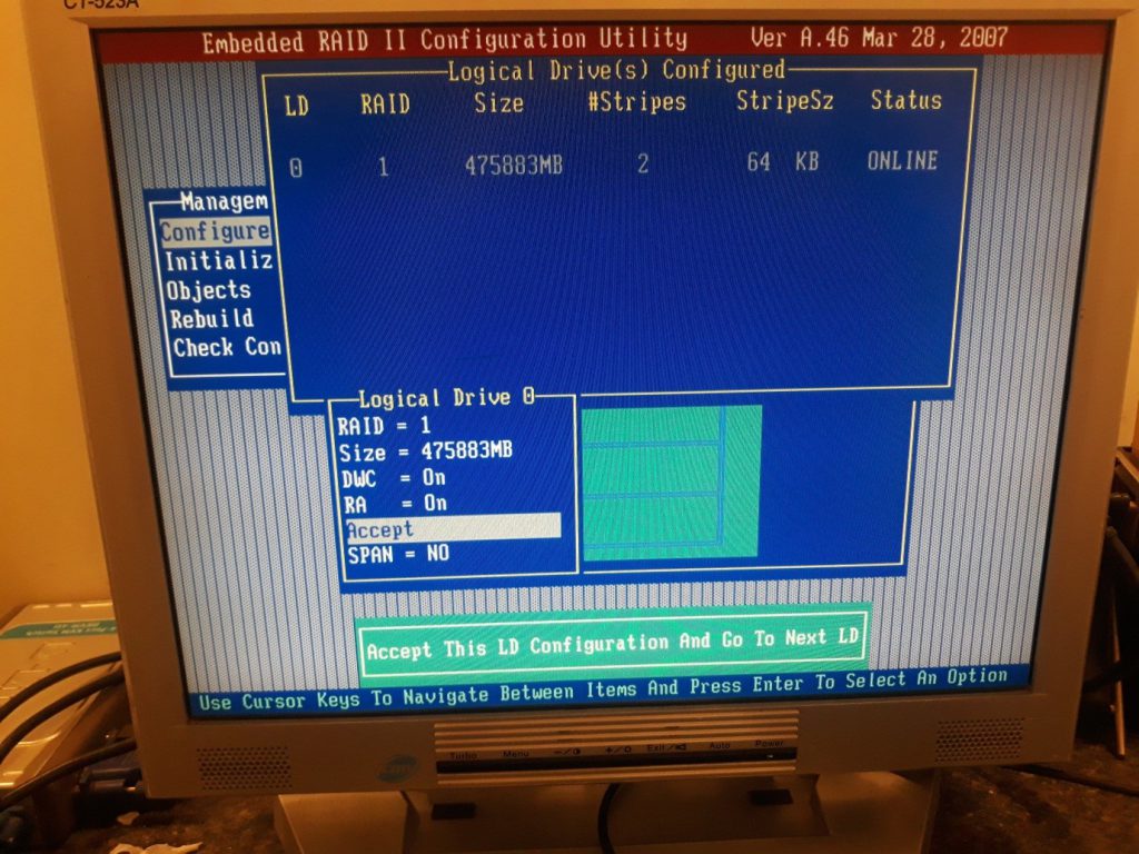 ایجاد RAID 1 برروی سرور اینتل S5000VSA