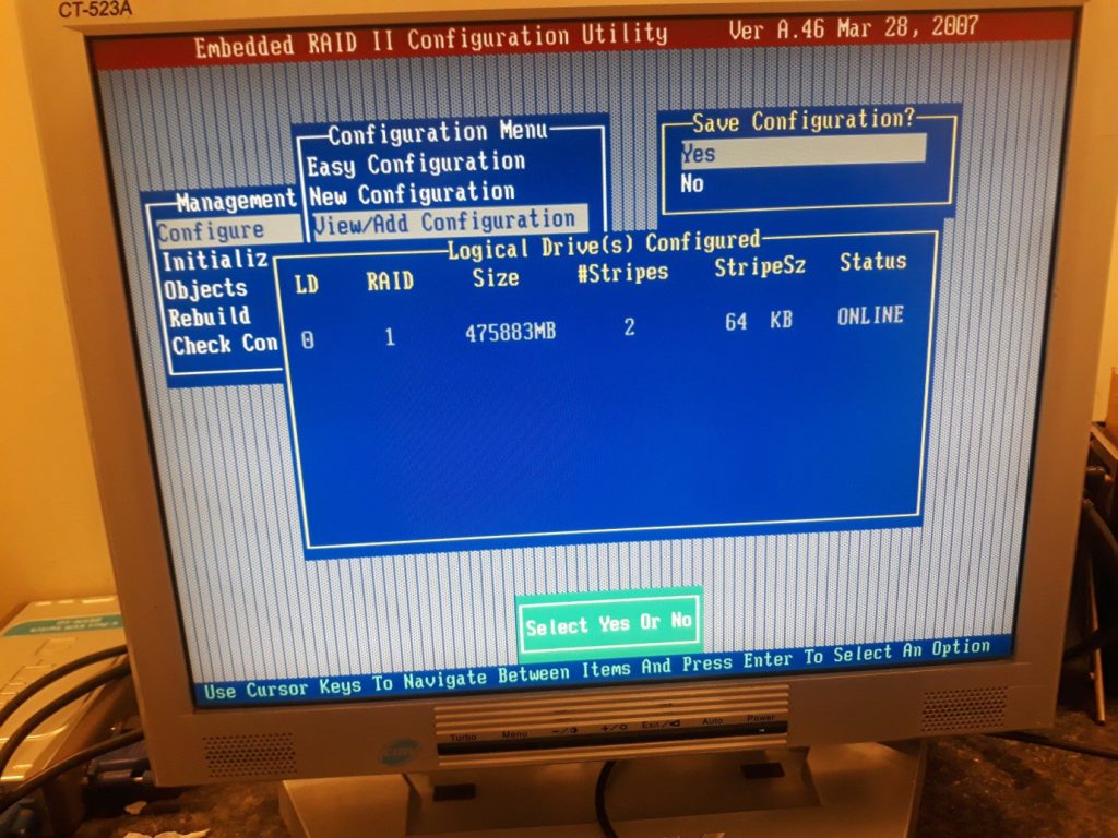 ایجاد RAID 1 برروی سرور اینتل S5000VSA