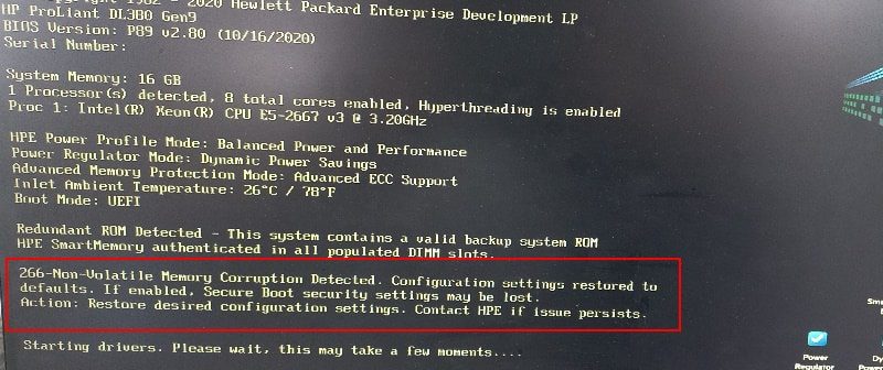 Non-Volatile Memory Corruption Detected
