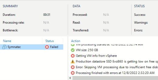 عدم فضای کافی برروی datastore